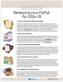 Screenshot of Renewal FAFSA flyer