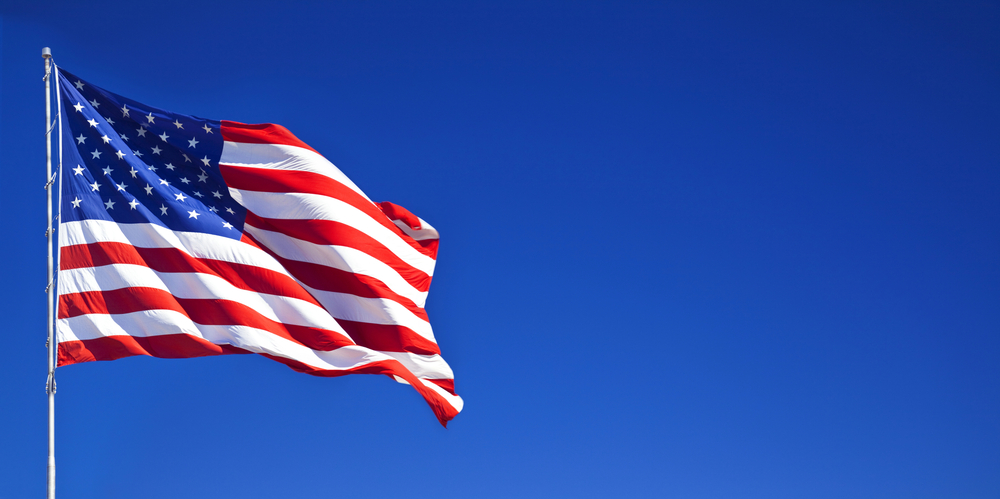 U.S. flag waving